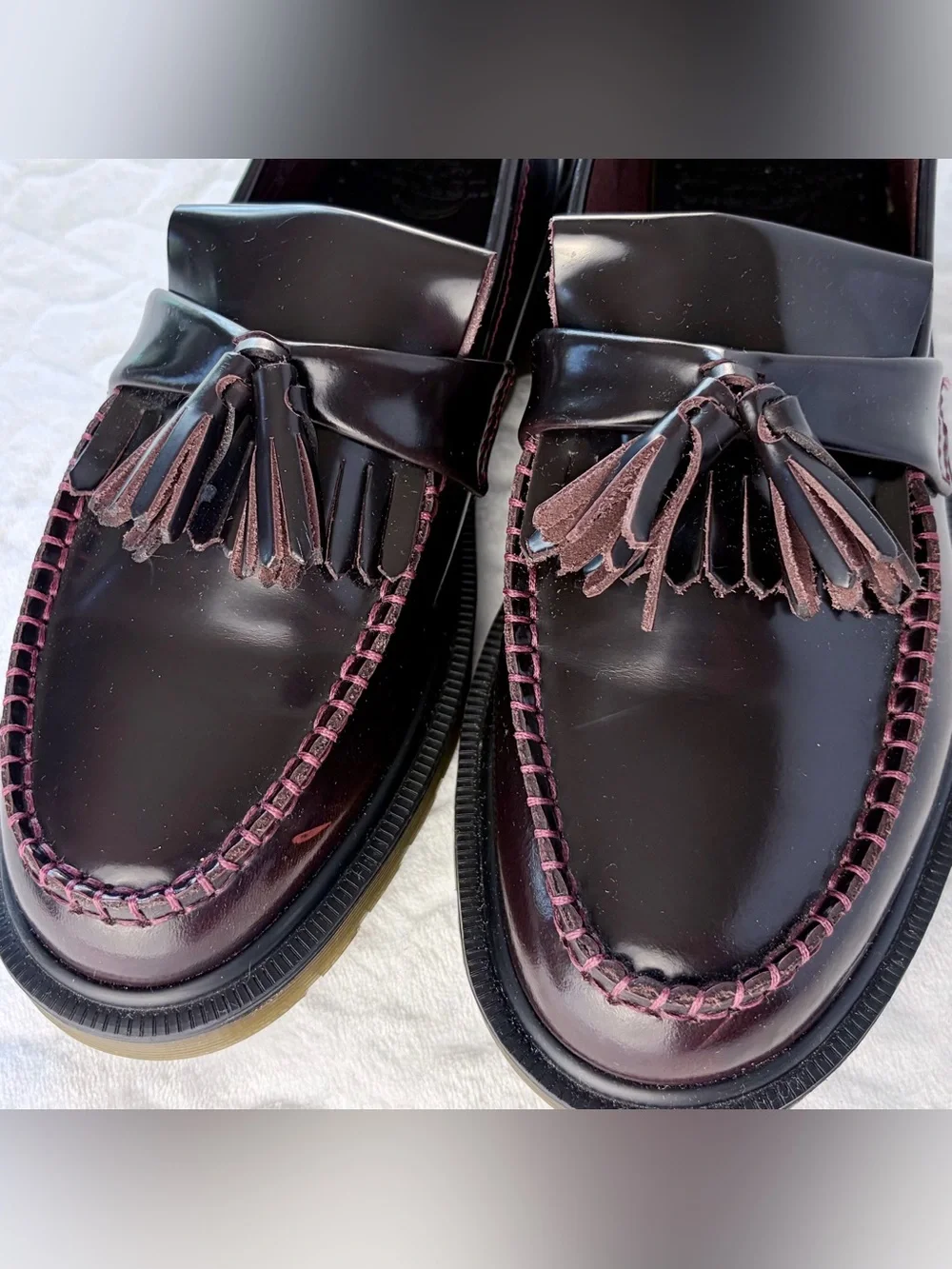 Dr. Martens Adrian Tassel Unisex Leather Loafers Burgundy Women’s 8 Men’s 7